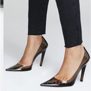 NIB Good American Cinder F*cking Rella Clear Spike Heels